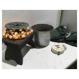 Stool planter to tarps clothesline real & lights