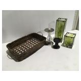 Candleholders in basket