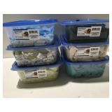 6 containers of material strips