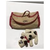 Vintage pound puppy in carrier