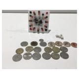 Las Vegas clock gaming tokens, wooden nickels