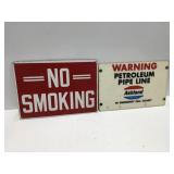 Metal no smoking and plastic Ashland pipeline