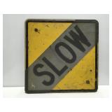 Vintage SLOW road sign heavy