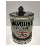 Vintage Havoline Texaco motor oil, 5 gallon can