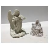statues Jesus, and Mary & Angel playing harp