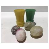 Marble eggs & vintage juice glasses