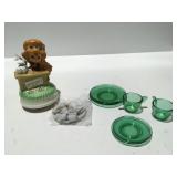 Music box, miniature tea  set and more