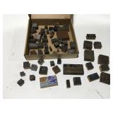 Vintage wooden brass advertising ink stamps