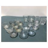 Clear glass little jars & cups