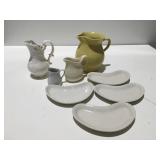 Vintage dishes pitchers, and creamers