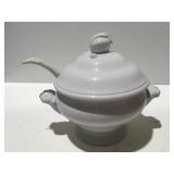 Ironstone bowl with ladle & lid