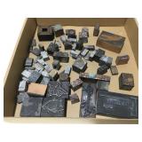 Vintage wooden metal ink stamps advertising
