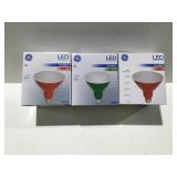GE red and green flood lights
