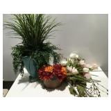 Artificial  flowers in large vase  and more