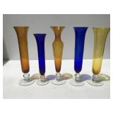 Glass colored flower/bud vases