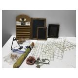 Vintage chalkboard, calendar, umbrella, and more