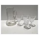Etched glass pitcher & stemware