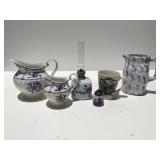 Blue and white glassware
