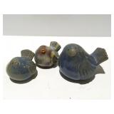 Blue  pottery chubby birds