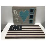 2 wood pictures One with frames