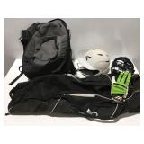 Batting helmet, helmet bag bat bag and more