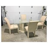 Glass top table and chairs 42" x 72"