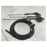 Pressure washing hose and sprayers