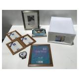 Unused picture frames in a plastic drawer