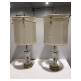 Glass and metal table lamps