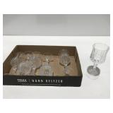 Six glass stemware water goblets