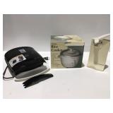 Rice cooker, George Foreman grill & can opener