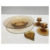 Amber colored glass items