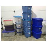 15 plastic totes various sizes