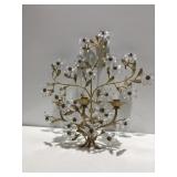 Flowered glass metal wall hanging candle