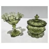 Green glass compote/Candy dishes