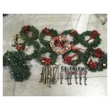 Holiday wreaths with hangers lighted garland