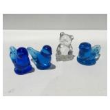 Glass blue birds & Crystal bear