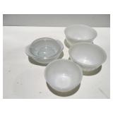 Pyrex casserole & fire King mixing bowls