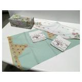 Needlework items, pillowcases and table runner