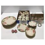 Franciscan glasses, cups, plates, bowls & more
