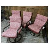4 swivel padded outdoor chairsBrown metal