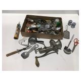 Kitchen, utensils, and grinder