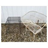 Outdoor metal, bench and tables