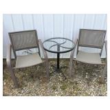 Outdoor table and stackable chairs