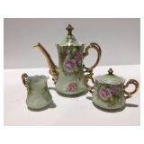 Lefton china tea pot, creamer and sugar