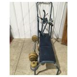 Weight, bench and plastic covered weights
