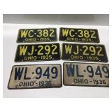 Vintage Ohio license plates matching sets