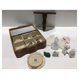 Vintage jewelry box, perfume bottle and decor