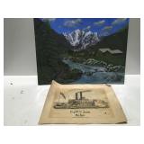 2 unframed pictures
