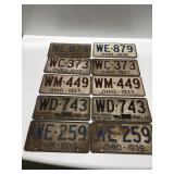 5 Vintage matching sets of Ohio license plates